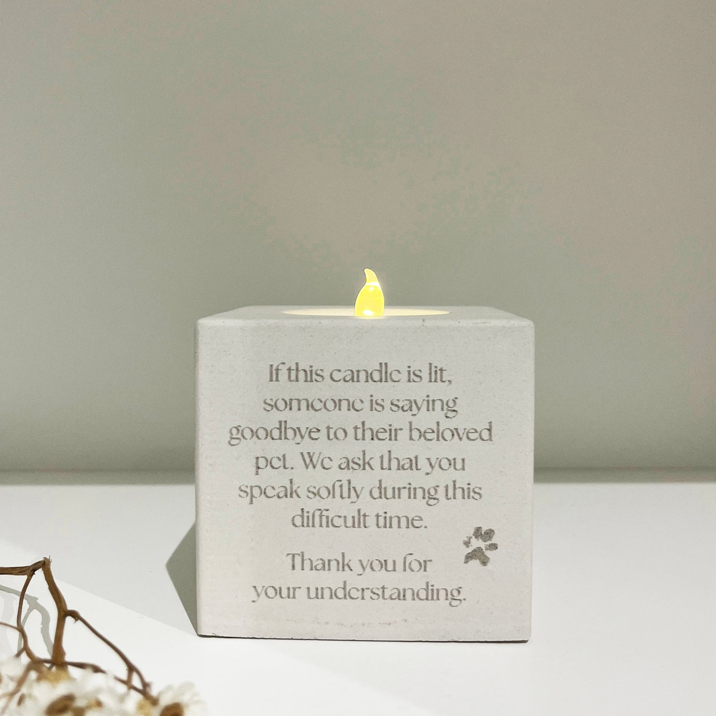 Chalk Euthanasia Awareness Candle Holder