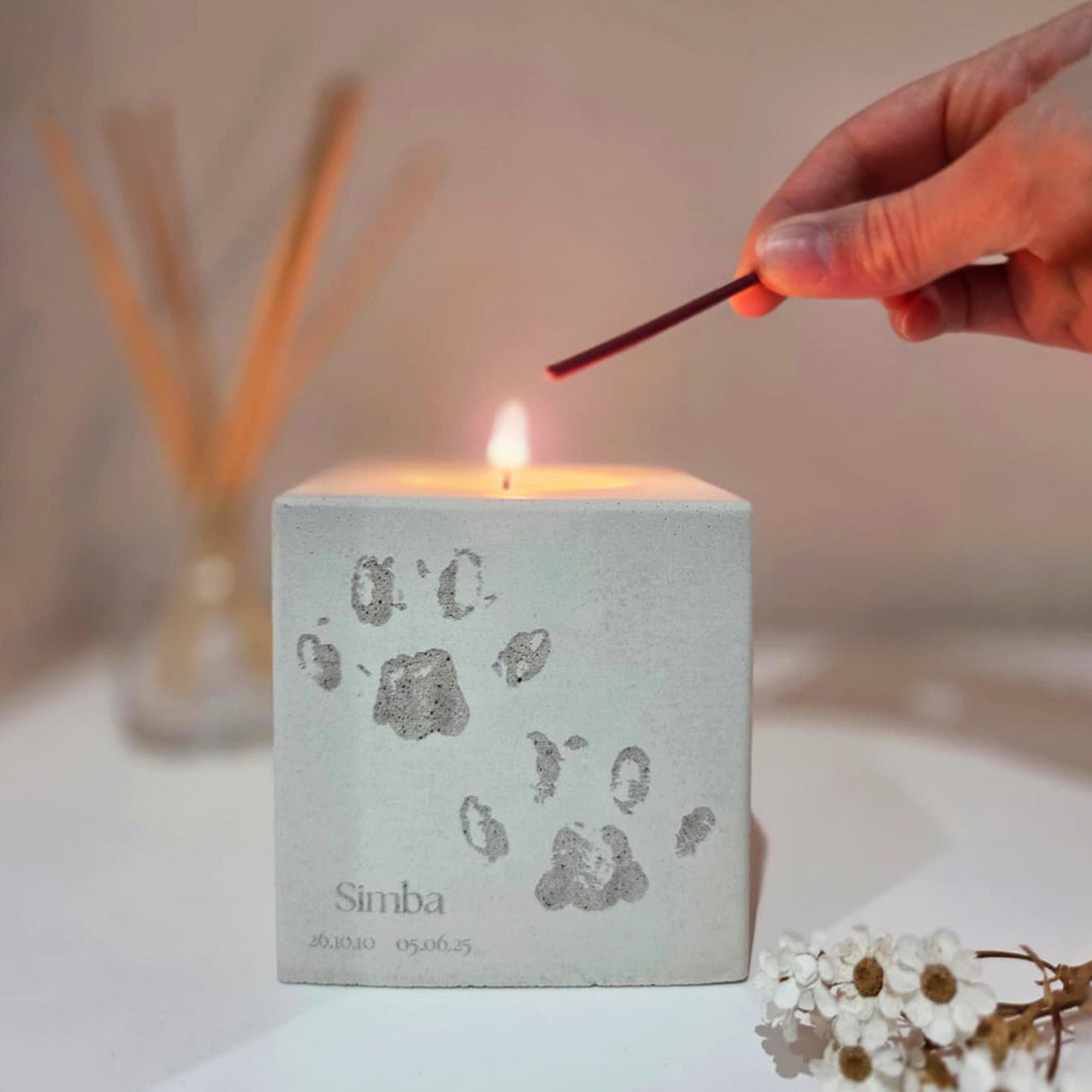 Personalised Chalk Candle Holder With Text